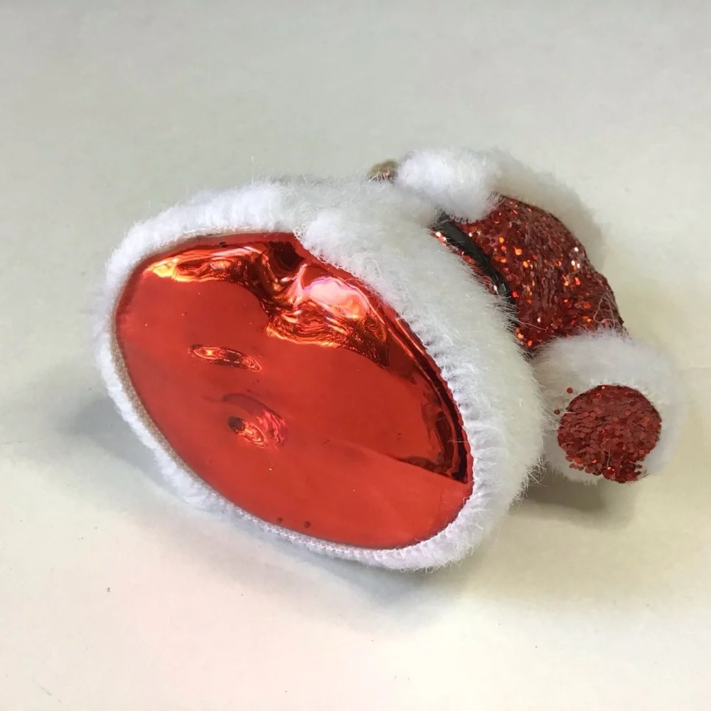 Mr Santa Claus Coat Christmas Ornament Red Glitter Soft White Fur Twine Hanger